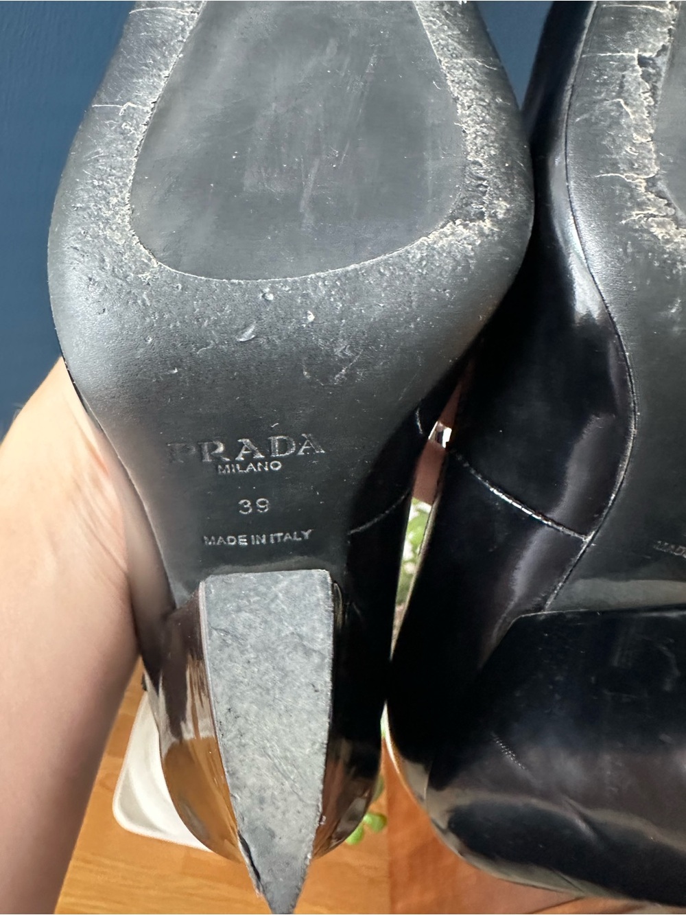 Prada Modellerie Black Spazzolato Leather Mary Jane Heels Size 39 - Picture 12 of 15